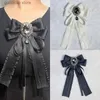 Bow Ties Korean Alloy Rhinestone Versatile Bow Brooch College Style Shirt Dress Collar Flower Small Fragrant Style Bow Tie Accessories Y240329