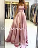 babyonline Satin A-line Gown with Strappy Lace Up Back and High Skirt Slit Floor Length Wedding Bridesmaid Dres Prom Dr x9hI#