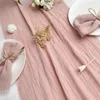 Gauze Cotton Wedding Table Runner Retro Pink Burr Texture Dining Napkins Gift Kitchen Runners Home Christmas Decor 240325