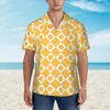 Chemises décontractées pour hommes Rétro Mod 60s Chemise de vacances Blanc et jaune Été Hommes Blouses à la mode à manches courtes Vêtements de conception confortables