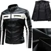 Herrläder faux läder 2023 Men Autumn Jacket Bomber Biker dragkedja Motorcykel faux pälsboat manlig fleece pilot vintage svart röd brun pu läderjacka 240330