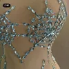 2024 Nouveau Sparkling Rhineste Body Femmes Mesh Sequin Perspective Sexy Justaucorps Fête d'anniversaire Club Stage Performance Costume 36uw #