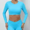 Lu Align Femmes Manches Longues Réservoirs Souples Séchage Rapide Dos Ouvert Crop Yoga T-shirt Nouvel Automne Course En Plein Air Montagne Yoga Top Citron Sports 2024