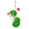 Dekorativa blommor konstgjorda simulering mini lotus 4 färger gröna växter dekoration för hem el trädgård bord dekor falskt