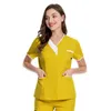 Pflege Scrubs T-Shirt Scrubs Uniformen Frauen Kurzarm V-Ausschnitt Laboruniform Overalls Tasche Pflege Pfleger Tops Bluse Overalls i1JQ #