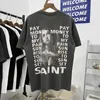 Herr t-shirts 2024 Ny sommar vintage Saint Michael T-shirt bästa kvalitet brinnande dollar tryck tee t-shirt o-hals bomullstoppar j240322