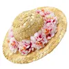 Odzież dla psa Flower Straw Hat Spring Summer Sunhat Śliczne tkane kostiumy akcesoria