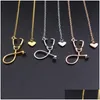 Pendentif Colliers Vente de bijoux médicaux Alliage Je t'aime Collier coeur Stéthoscope pour infirmière médecin cadeau en gros Drop Livraison Pe Dhpmx