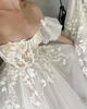 Manches courtes bouffantes dentelle 3D mariage Dres Champagne Liner Tulle Appliques robes de mariée formelles femmes 2023 l7gG #