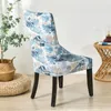 Coprisedie Fiori nordici Fodera da pranzo lavabile Spandex Elastico Wingback Schienale alto Poltrone inclinate Fodera per la casa