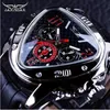 Jaragar Sport Racing Design Geometric Triangle Design äkta läderband Mens Watches Top Brand Luxury Automatic Wrist Watch257d