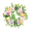 Couronne de fleurs décoratives blanches, guirlande de 15 pouces pour porte d'hiver de ferme avec goutte en porcelaine