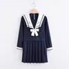 navy blue Anime Sailor Suit Cosplay Costumes JK Uniform School Shirt Skirt Bow Suit Short /Lg Sleeves Full Set For Women Girls N726#