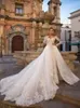 lusso sirena abito da sposa 2023 o-collo manica lunga appliques treno staccabile 2 in 1 abiti da sposa in pizzo abiti da sposa K3fg #