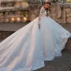elegant bröllop dres 2023 illusi lg hylsa vit elfenben applikation spets lady v-hals brudklänningar prinsiga sexiga backl mantel 15vk#
