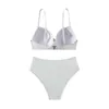 Bikini 2024, maillot de bain de plage, couleur unie, soutien en acier, fendu, taille haute, nouvelle collection