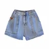 Nya damer Summer Plus Size Hot Pants For Women Stor storlek Loose Blue Pocket Denim Shorts 3xl 4xl 5xl 6xl 7xl Fi -kläder H5K4#