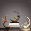 Decorative Figurines 2pcs Sets Moon Girl Miniature Model Resin Figurine For Home Decoration Accessories Gold Reading Ornament Office Decor