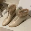 Boots Plus Size 34-39 Women Snow Genuine Leather Ankle Winter Natural Fur Comfortable Non-slip Waterproof Zip