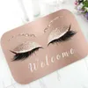 Trendy Rose Gold Glitter Eyelash Lashes Welcome Door Mat Sparkly Makeup Rubber Doormat Rug Carpet Chic Home Beauty Studio Decor Y2261D