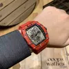 Herrklocka Designer Watches Movement Automatic Luxury Business Leisure Carbon Fiber Red Personality Herr Auto