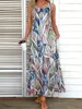 plus Size Casual Dr, Women's Plus Colorblock Floral Print Round Neck Maxi Tank Dr avec poches n8hQ #