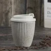 Mugs 280Ml Leak-Proof Insulated Coffee Grounds Degradable Cup Plastic Snap Lid Double Layer