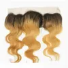 Human Hair Wefts With Closure Stberry Blonde Ombre Peruvian Weaves Frontal Body Wave 1B 27 Honey 3 Bundles Lace Drop Delivery Products Otta6