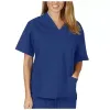 Kort ärm Solid Nurse Uniform V-Neck Beauty Sal Overall Clinic Carer Healthcare Tunic Women Patchwork Pocket Scrub Tops U76C#