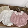 MILANCEL Spring Baby Girls Clothes Toddler Girls Lace Collar Linen Clothing 240323