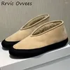 Casual Shoes 2024 Deep Mouth Loafers Women Round Toe Suede Flat Wool Foder Winter Thherding Warm Lazy Walking