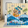 Tende da doccia Animali marini Set di tende Balena sorridente Cartoon Illustrazione per bambini Bagno per arredamento soggiorno con ganci