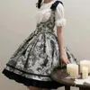 Abiti casual giapponese Victorain Gothic Lolita Jsk abito donna Harajuku retro strega stampa fiocco volant festa dolce elegante principessa