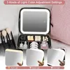 Makeup Bag With Light Up Mirror 3 Color LED Lighted Case PU Leather Make Traveling Organizer 240328