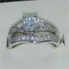 Vintage Promise Ring Set AAAAA Zircon 10KT White Gold Party Wedding band Rings for Women Bridal Engagement Jewelry Gift