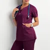 nurses Working Uniform Women Short Sleeve Pockets Workers T-shirt Tops Blouse Nurse Scrubs Accories Nurse Uniform Workwear k3SP#