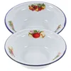 Dinnerware Sets 2 Pcs Veggie Tray Rolled Enamel Basin Kitchenware Crimping Vintage Soup White Cake Bowl