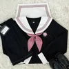 Work Dresses Original Japanese School Girl JK Uniform Skirts Suit Women Bow Sailor Blouses Pleated Short Skirt Navy Costumes