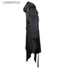 Hommes gothique Steampunk veste Tailcoat Cosplay Halen capuche Assassin Costume médiéval Viking Warrior Zipper manteau noir 5XL c5xP #