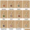 Pendant Necklaces 2022 Trendy Moon Star Birthstone Necklace Wish Card For Women Crystal Gold Color Clavicle Chain Mom Birthday Jewelry Dhrkh