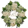 Decorative Flowers 1Pc 40cm Artificial Green Hydrangea Wreath Home Decoration Festival Wedding White Front Door Wall Background Decor