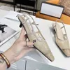 Con scarpe da design in scatola per donne tacchi bassi di lusso 22ss agnscipacelli con gattino slingback pompe vintage slimpora