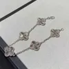 Designer Original Brand 925 Sterling Silver Van Laser Four Leaf Clover Armband Plated With 18K White Gold CNC Precision High Version Handgjorda smycken