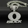 Hänghalsband Hip Hop Big Crystal Letter Q -halsband med Iced Out Bling 13mm bredd Miami Cuban Chain Fashion Charm smycken DRO214U