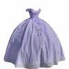 ブリングスパンコールスウィート16 Quinceanera Dres 3DアップリケビーズコルセットDr Vestidos de 15 Anos Masquerade XV Dr Lavender P7uc＃