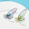 Piny broszki wykwintne szkliwo przezroczyste kolorowe skrzydło cyrkon Dragonfly broszka damska bankiet