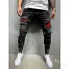 Jeans pour hommes Hommes Slim-Fit Ripped Mâle Peint Mode Patch Mendiant Pantalon Jumbo Crayon Hip Hop Drop Livraison Vêtements Vêtements Dhpji