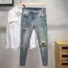 new Trendy Men's Designer Jeans Fi Skinny Jeans Ripped Holes Slim Fit Stretch and Soft Denim Pants Casual Trousers Male d9Rt#