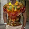 Fashion MenS Polo Shirts 3d Simulation Metal Plaid Printed Clothing Summer Casual Short Sleeved Street Designer Tops Tees 240328