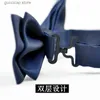 Bow Ties Classic Mens Handmade Bow Tie Business Banquet Wedding British French Solid Color Double-layer Black Custom tie Y240329